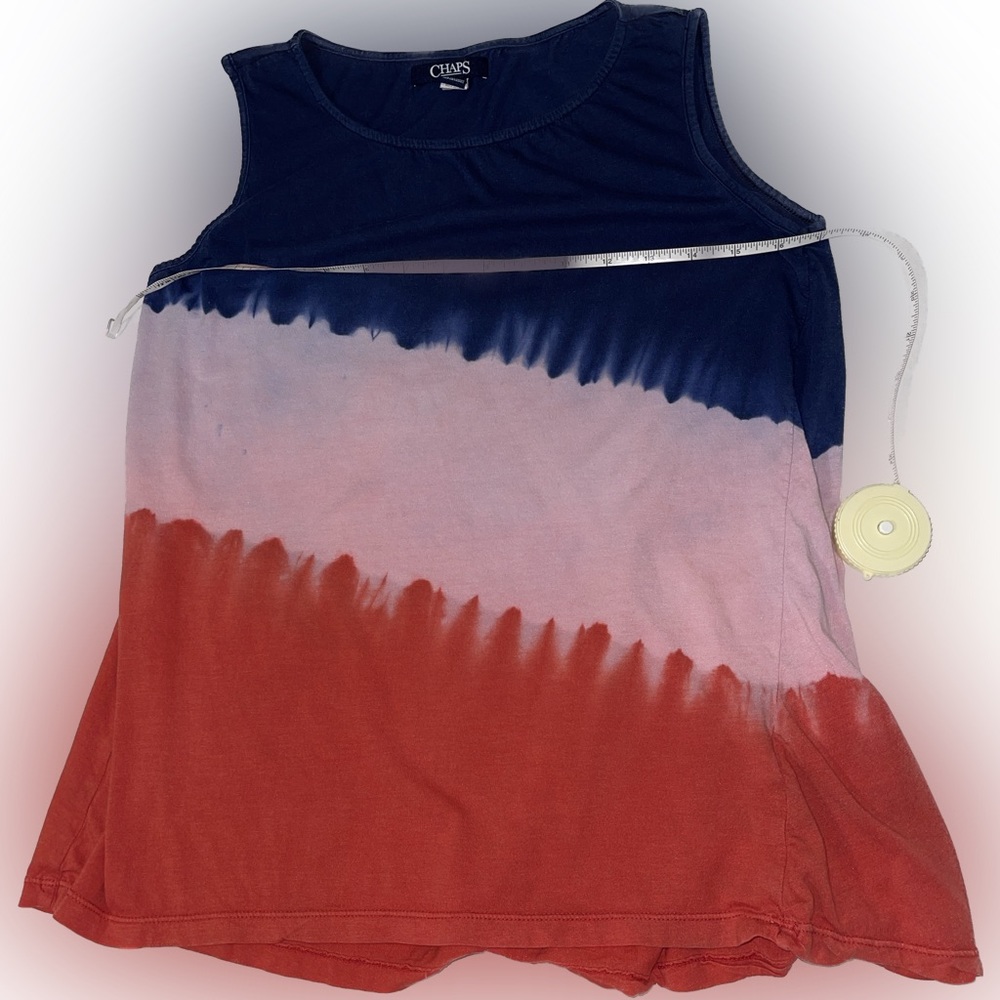 CHAPS A-Symmetrical Flowy Tank Top LOVE AMERICA USA Colors Size Large - Picture 6 of 6